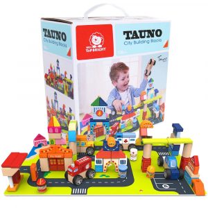 TopBright - TopBright Wooden City Building Blocks Play Set & Road Mat 126pcs