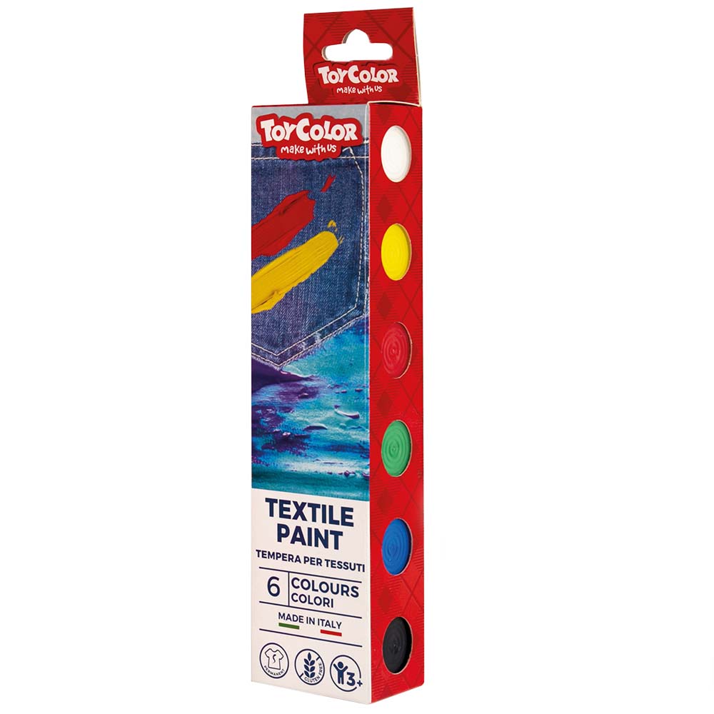 Toy Color - Fabric Paint Pots - Water-Based Textile Paint - 6 Colours - 6 x 25ml - Image 3