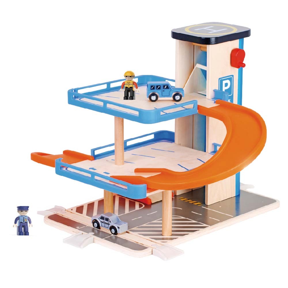 TopBright - Wooden Parking Garage Playset - 3-Level Car Ramp Toy with Cars - Image 3
