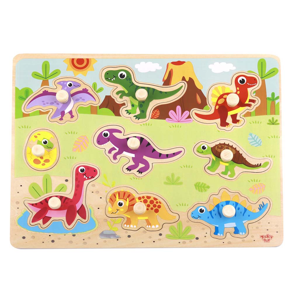 TookyToy - Wooden Peg Puzzle - Dinosaurs - Image 2