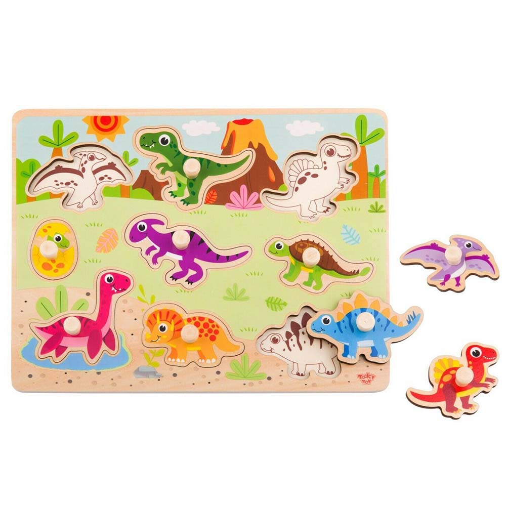 TookyToy - Wooden Peg Puzzle - Dinosaurs - Image 3