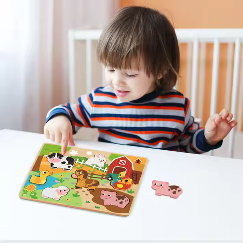hi Pando - Chunky Wooden Puzzle - Farm Animals - 8pcs - Image 3