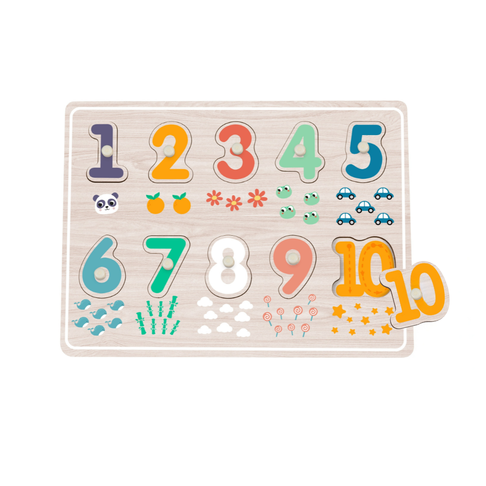 hi Pando - Wooden Peg Puzzle - Number 1-10 - 11pcs - Image 2