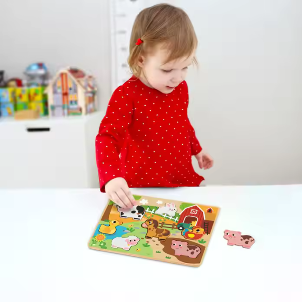 hi Pando - Chunky Wooden Puzzle - Farm Animals - 8pcs - Image 2