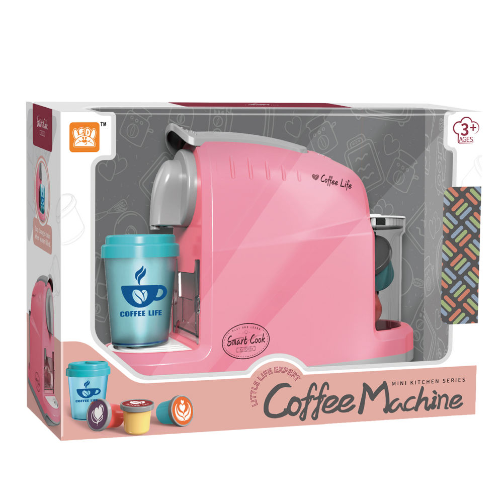 Pretend & Play Coffee Maker Set with Sounds & Colour Changing Cup - Pink - Image 2
