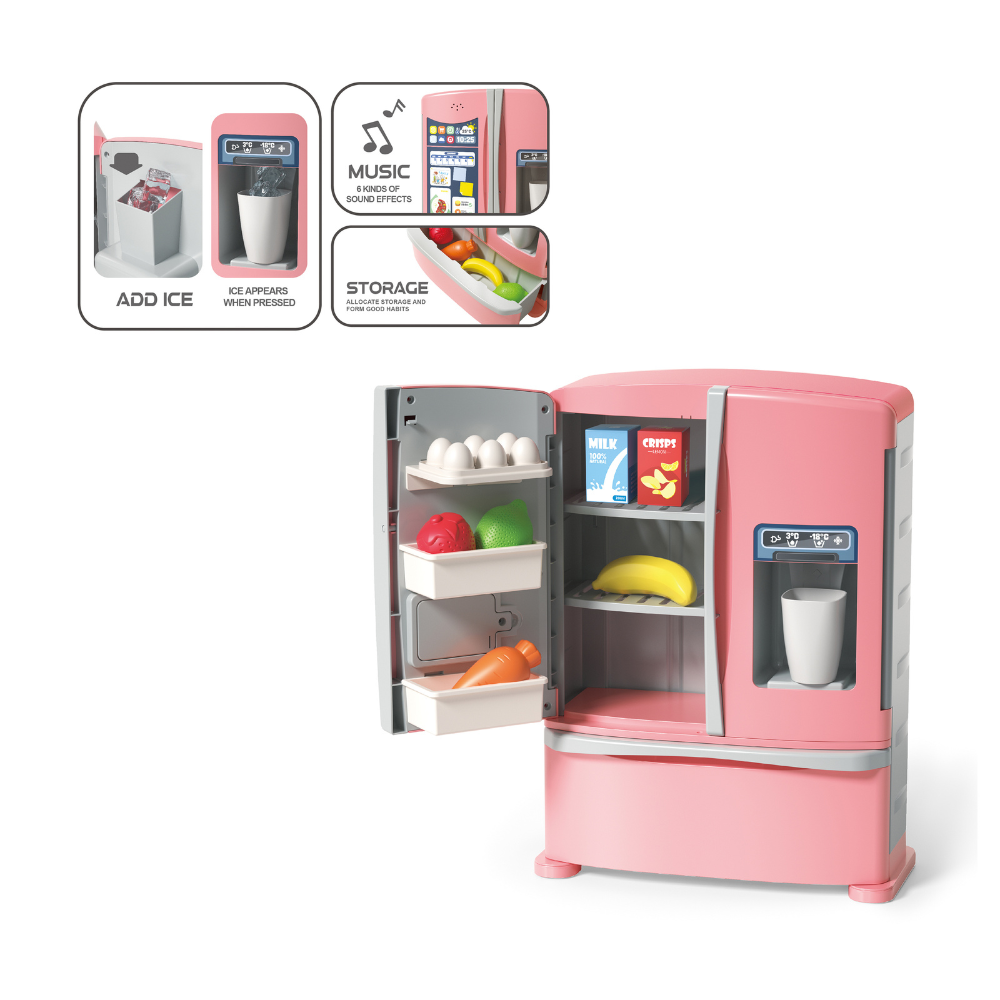 Pretend & Play Refrigerator with Sound Effects & Ice Dispenser - Pink - Image 3