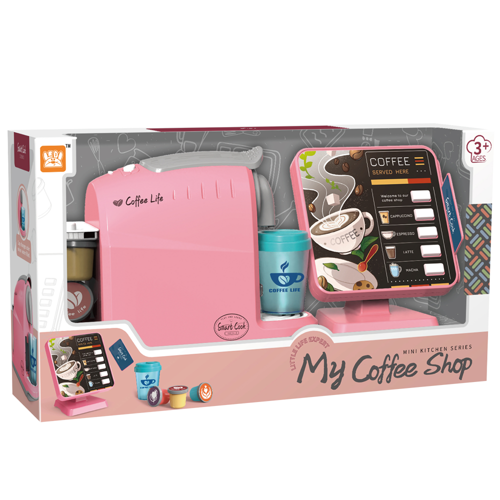 Pretend & Play Coffee Maker & Breakfast Set with Sounds & Colour Changing Cups -Pink - Image 5