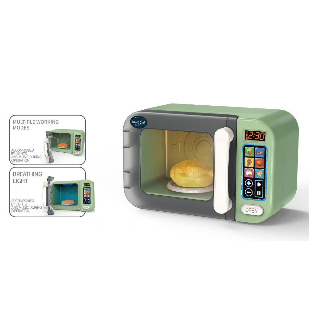 Pretend & Play Microwave with Lights, Sound & Colour Changing Food - Green - Image 4