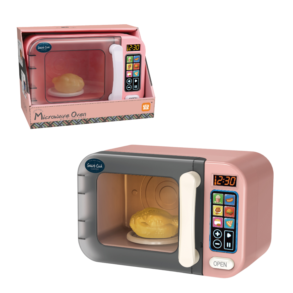 Pretend & Play Microwave with Lights, Sound & Colour Changing Food - Pink - Image 2