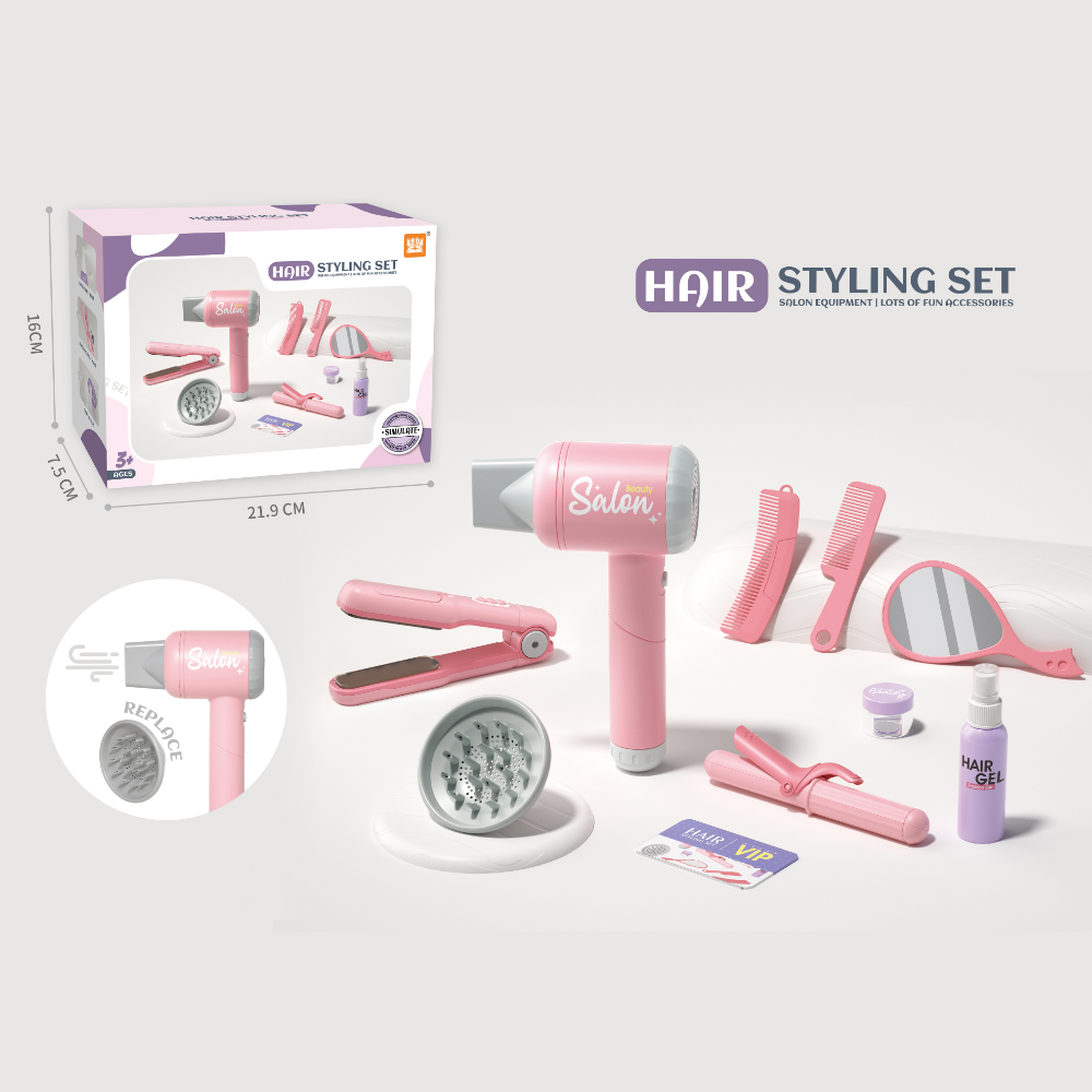 Pretend & Play Hair Dryer Set with Light, Sound & Safe Wind Function - Image 3
