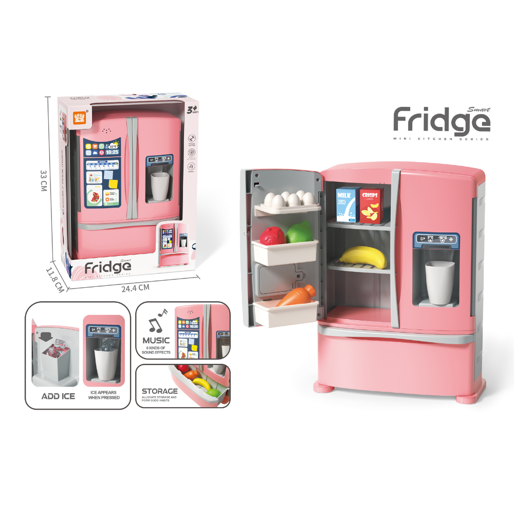 Pretend & Play Refrigerator with Sound Effects & Ice Dispenser - Pink - Image 4