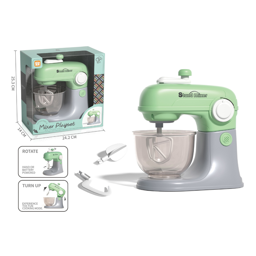 Pretend & Play Stand Mixer - Rotating Baking Set - Green - Image 4