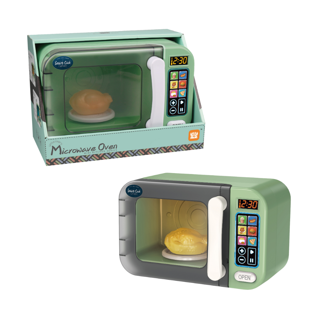 Pretend & Play Microwave with Lights, Sound & Colour Changing Food - Green - Image 3