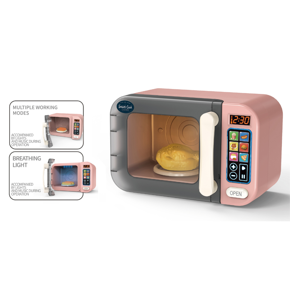 Pretend & Play Microwave with Lights, Sound & Colour Changing Food - Pink - Image 4