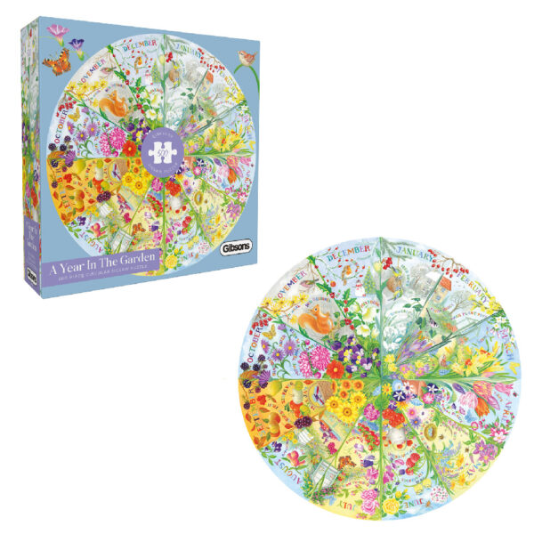 Gibsons - A Year in the Garden - 500 Piece Circular Jigsaw Puzzle ...