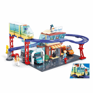 Sluban Building Set: Metropolis - Electric Bus & E-Car Store - 379 Pieces