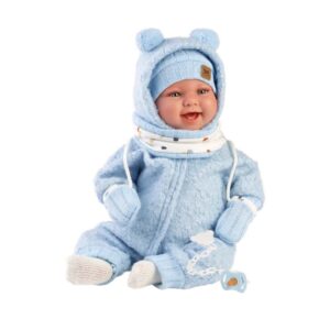 Llorens - Newborn Baby Boy Doll with Laughing Mechanism, Clothing & Cushion: Talo - 44cm