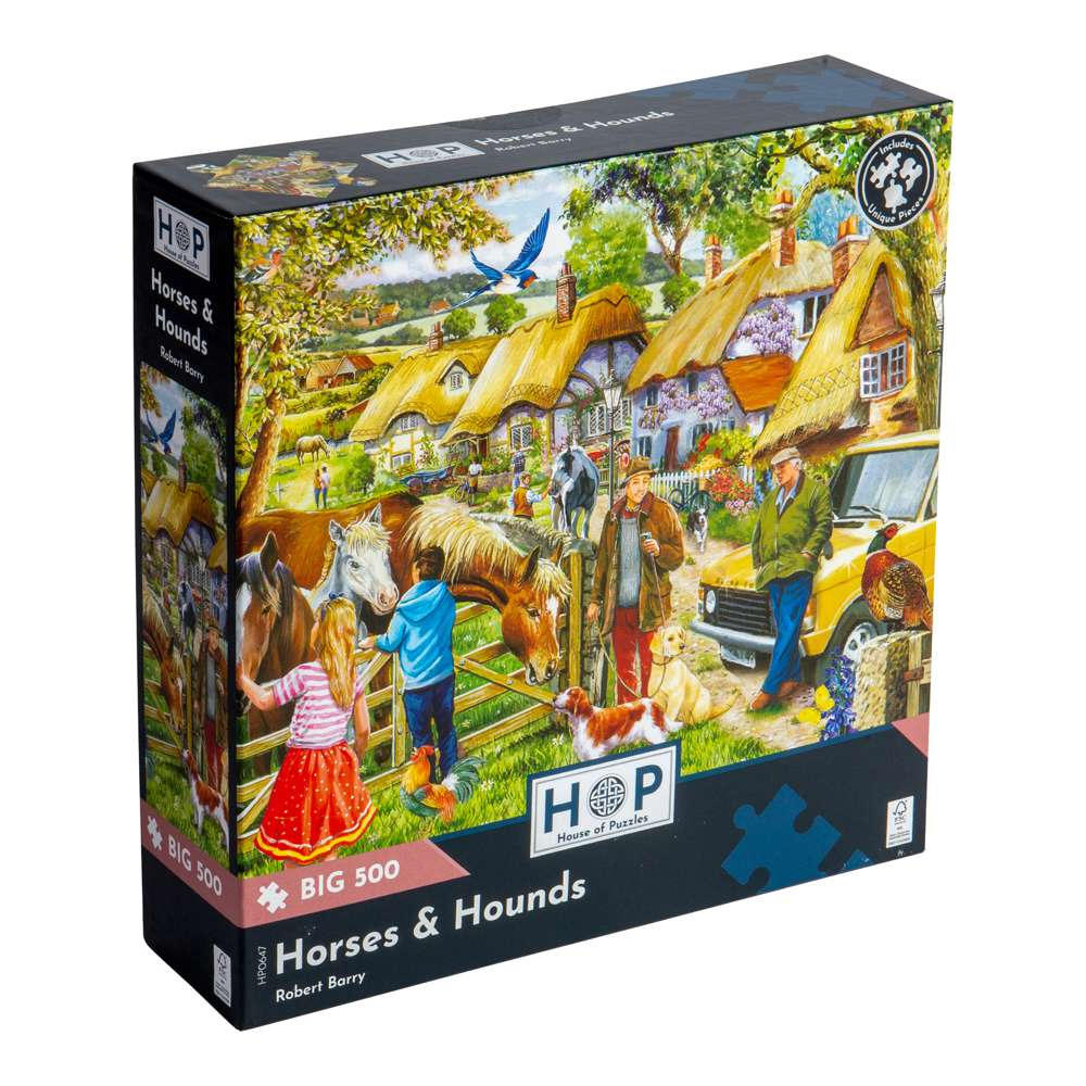 House of Puzzles - Horses & Hounds - XL Pieces - 500 Piece Jigsaw Puzzle
