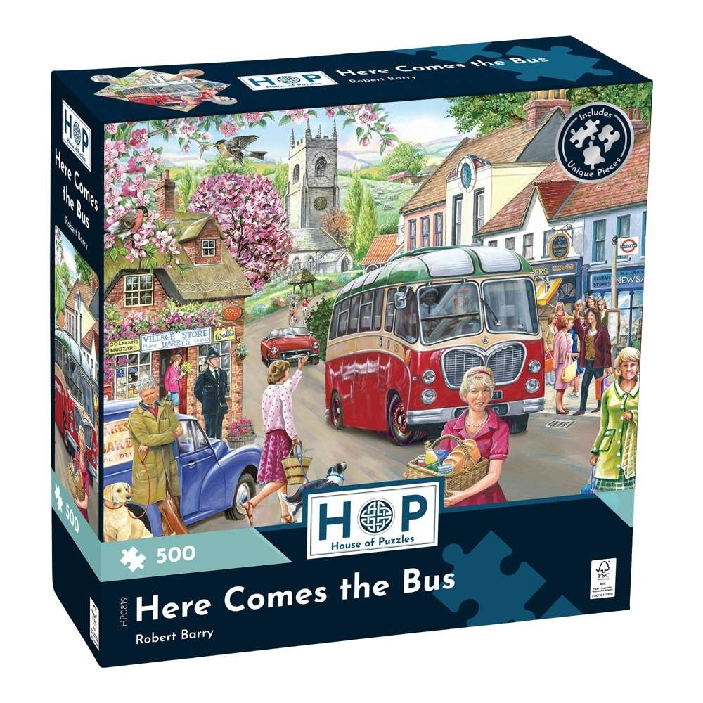 House of Puzzles - Here Comes the Bus - 500 Piece Jigsaw Puzzle