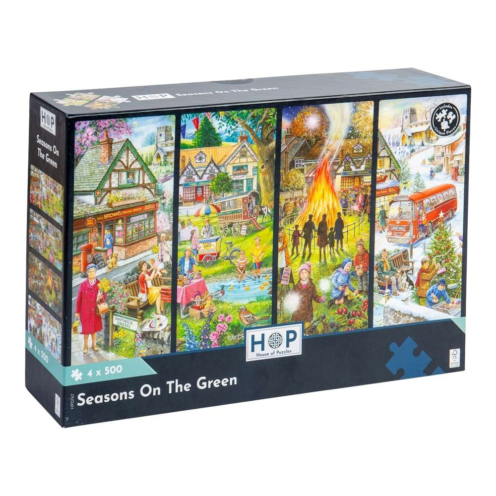 House of Puzzles - Seasons On The Green - 4 x 500 Piece Jigsaw Puzzles