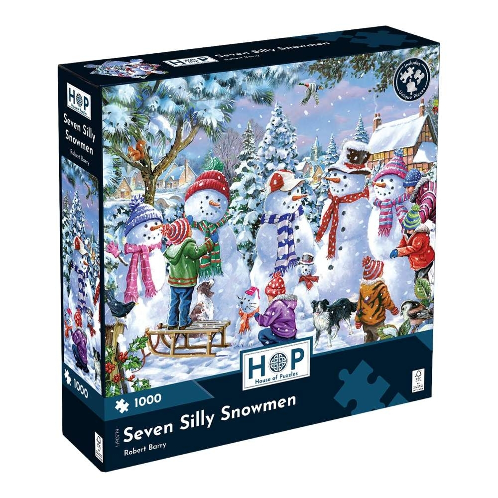 House of Puzzles - Seven Silly Snowmen - 1000 Piece Jigsaw Puzzle