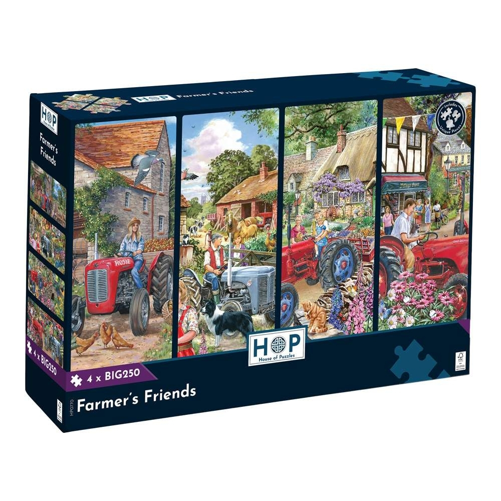 House of Puzzles - Farmers Friends - 4 x XL Pieces - 250 Piece Jigsaw Puzzles