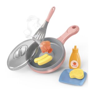 Pretend & Play Frying Pan Set with Lights, Sound & Colour Changing Food - Pink