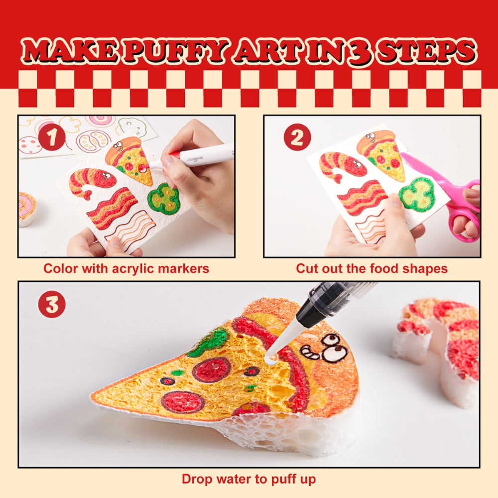 Jar Meló - Magic Puffy Pizza Kit - 3D Art & Pretend Play Cooking Set - Image 5