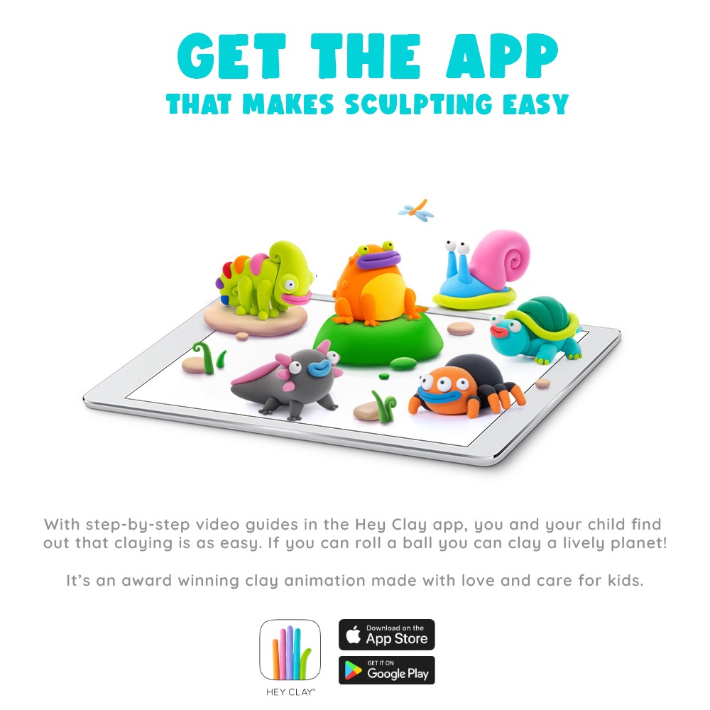 Hey Clay - Modelling Air-Dry Clay with Fun Interactive App - Chameleon, Series Exotic Pets, 3 cans - Image 6