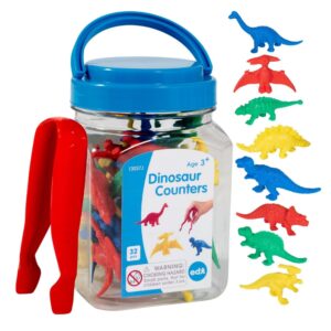 EDX Education - Dinosaur Counters & Tweezer in Jar - 32pc Math Manipulative