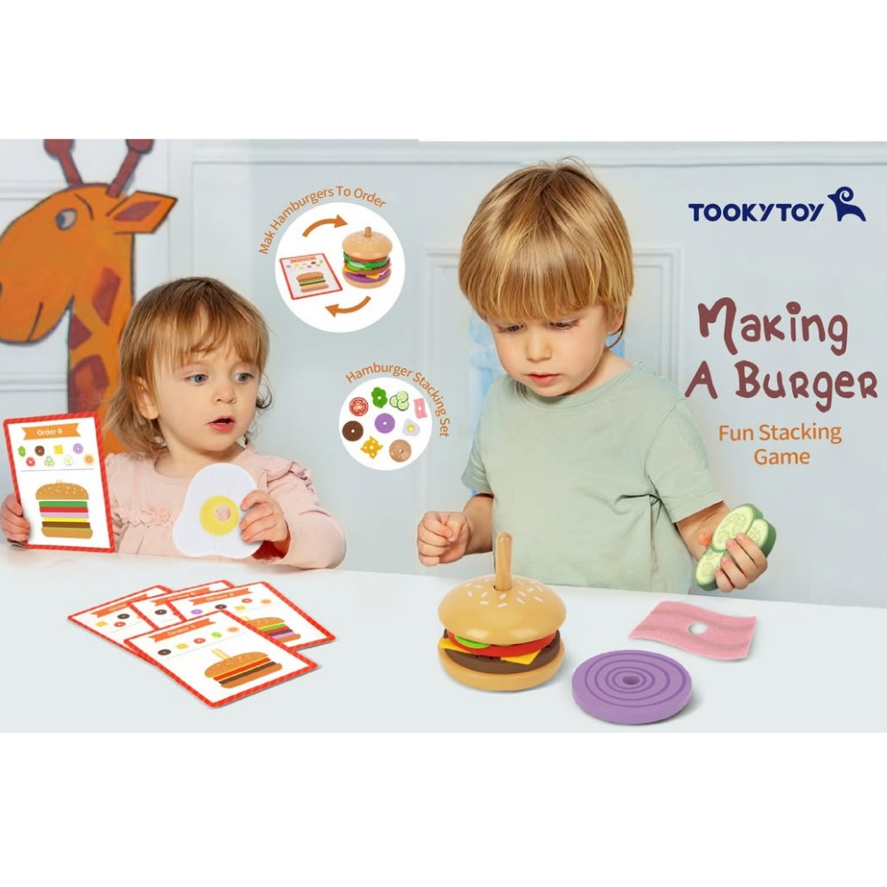 TookyToy - Making A Burger - Stacking & Sequencing Activity Toy - Image 2
