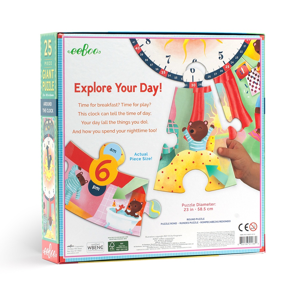 eeBoo - Around the Clock Giant - Floor Puzzle for Kids: 25 Pieces - Image 6
