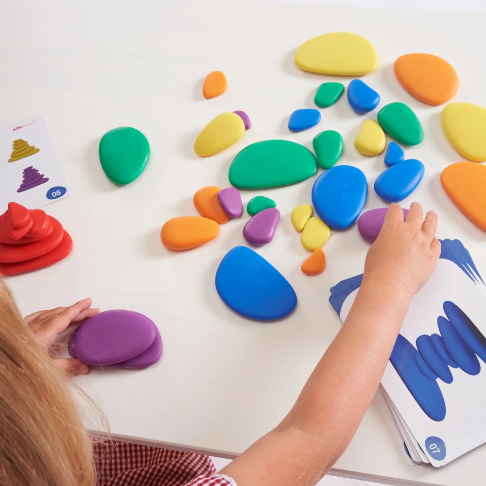 EDX Education - Rainbow Pebbles - 6 Colours 6 Sizes - 36pcs - Polybag - Image 4