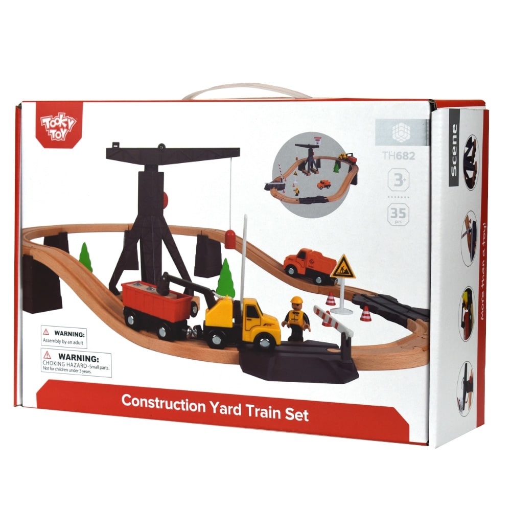 TookyToy - Wooden Train Set - Constructin Yard - Image 7