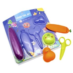 Jar Meló - Play Dough Tools 5-Piece Set - Fruit & Vegetable Moulds with Scissors