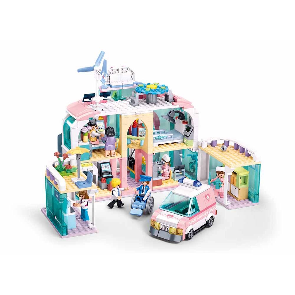 Sluban Building Set: Metropolis Pull Back - Dream City Hospital - 668 Pieces - Image 3
