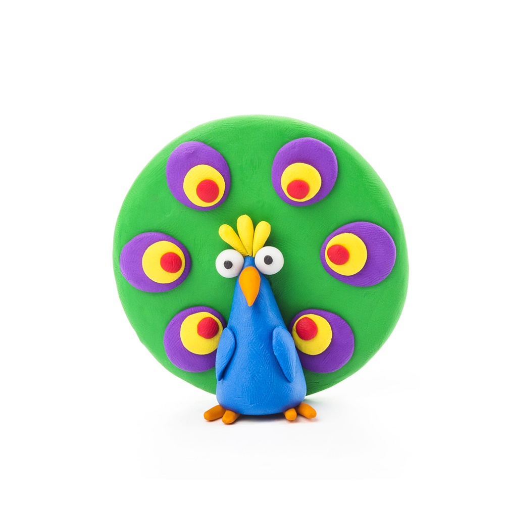Hey Clay - Modelling Air-Dry Clay with Fun Interactive App - Peacock, series Birds, 3 cans - Image 3