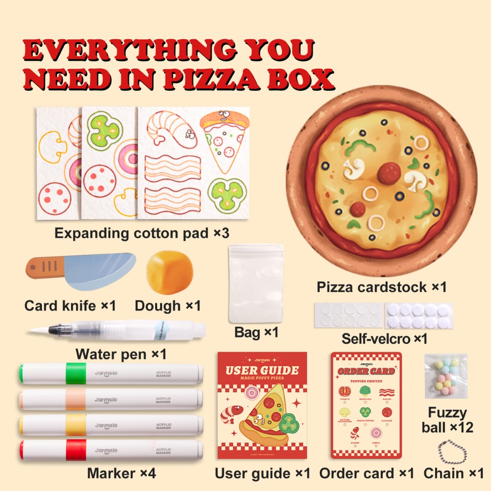Jar Meló - Magic Puffy Pizza Kit - 3D Art & Pretend Play Cooking Set - Image 4