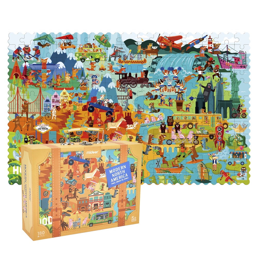 Mideer - Travel Around the World Puzzle - Modern North America - 180pcs