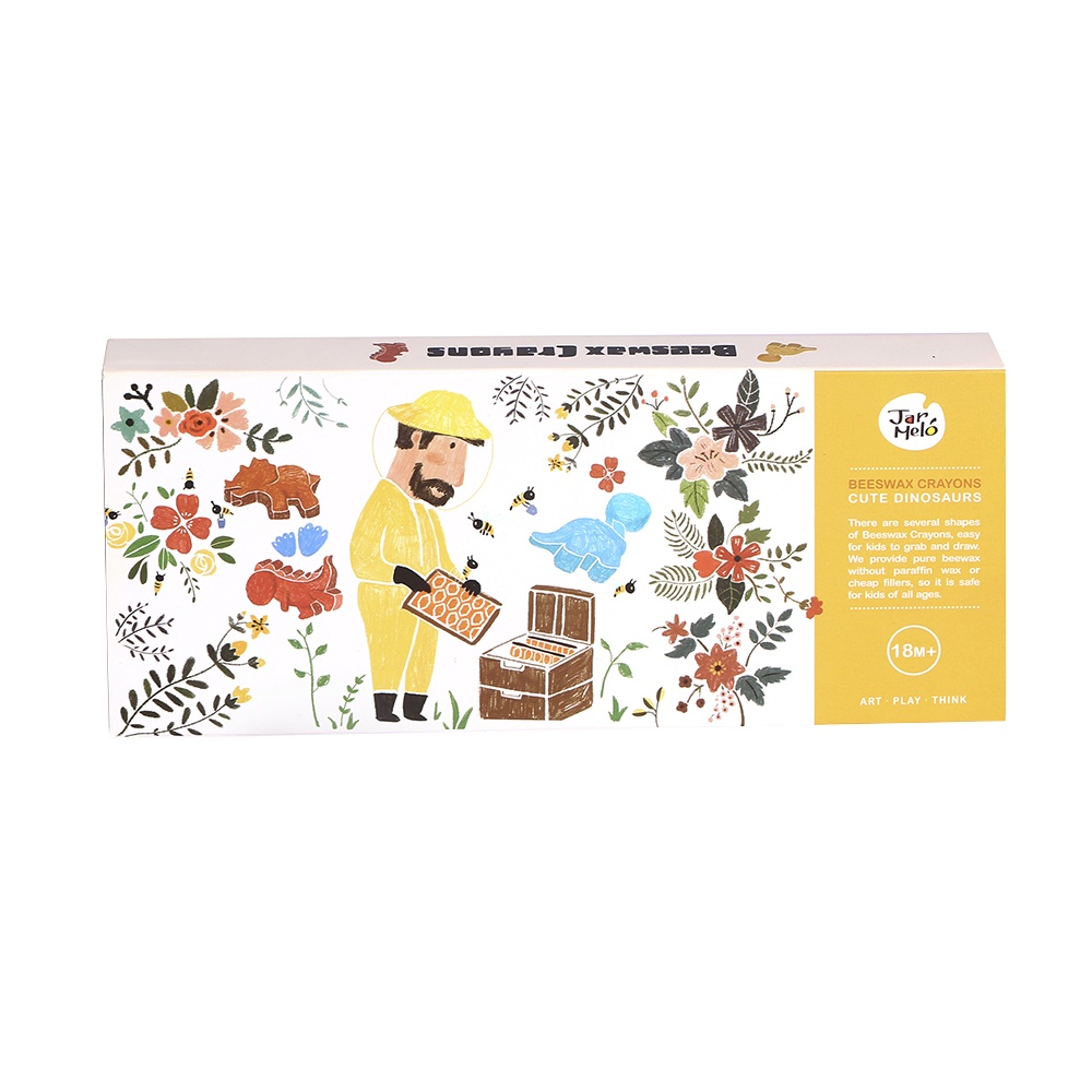 Jar Meló - Cute Dinosaur Beeswax Crayons - 12 Washable & Non-Toxic Colours - Image 5