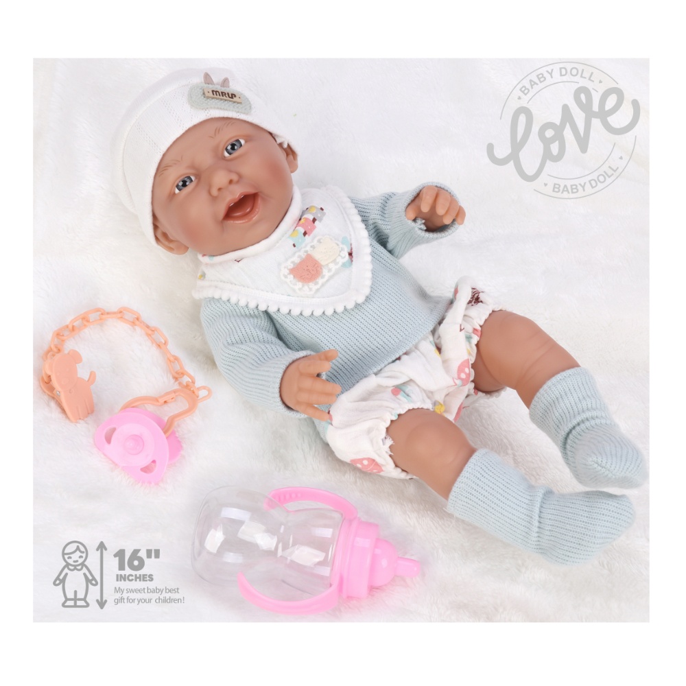 Baby Doll with Vinyl Body, Clothing & Bottle - 40cm - Image 4