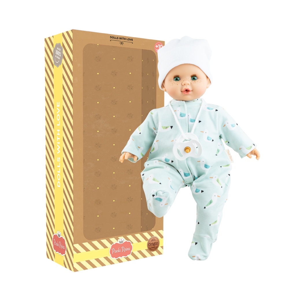 Paola Reina Dolls: Crying Baby Doll with Pyjama's & Pacifier: Alex - 36cm - Image 5