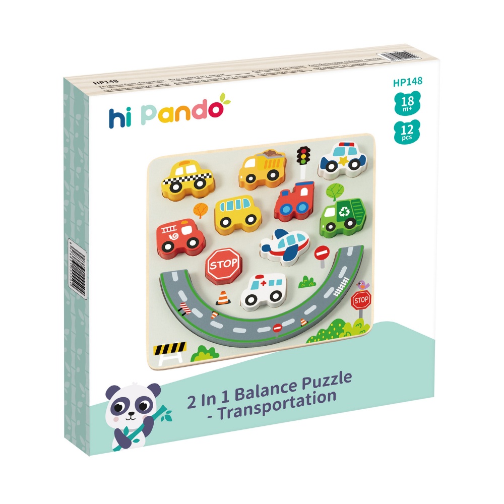 hi Pando - 2-in-1 Wooden Balancing Game and Puzzle: Transport 12 Pieces - Image 6