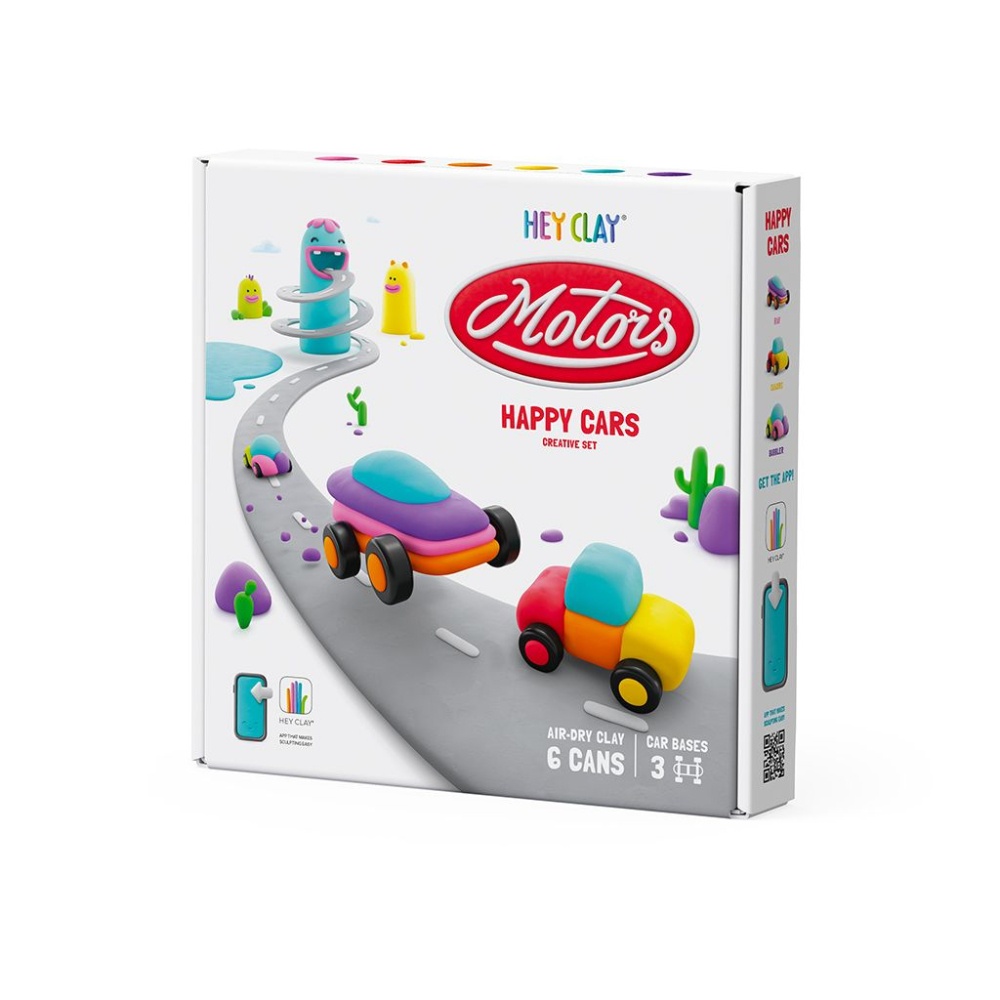 Hey Clay - Modelling Air-Dry Clay with Fun Interactive App - Happy Cars, series Motors, 6 cans-** - Image 6