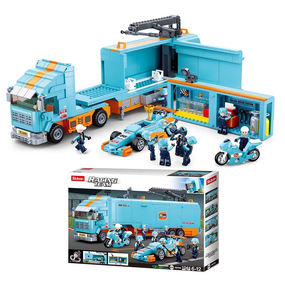 Sluban Building Set: Racing Team - F1 Mobile Racing Team Truck and Team - 1044pcs - Image 3