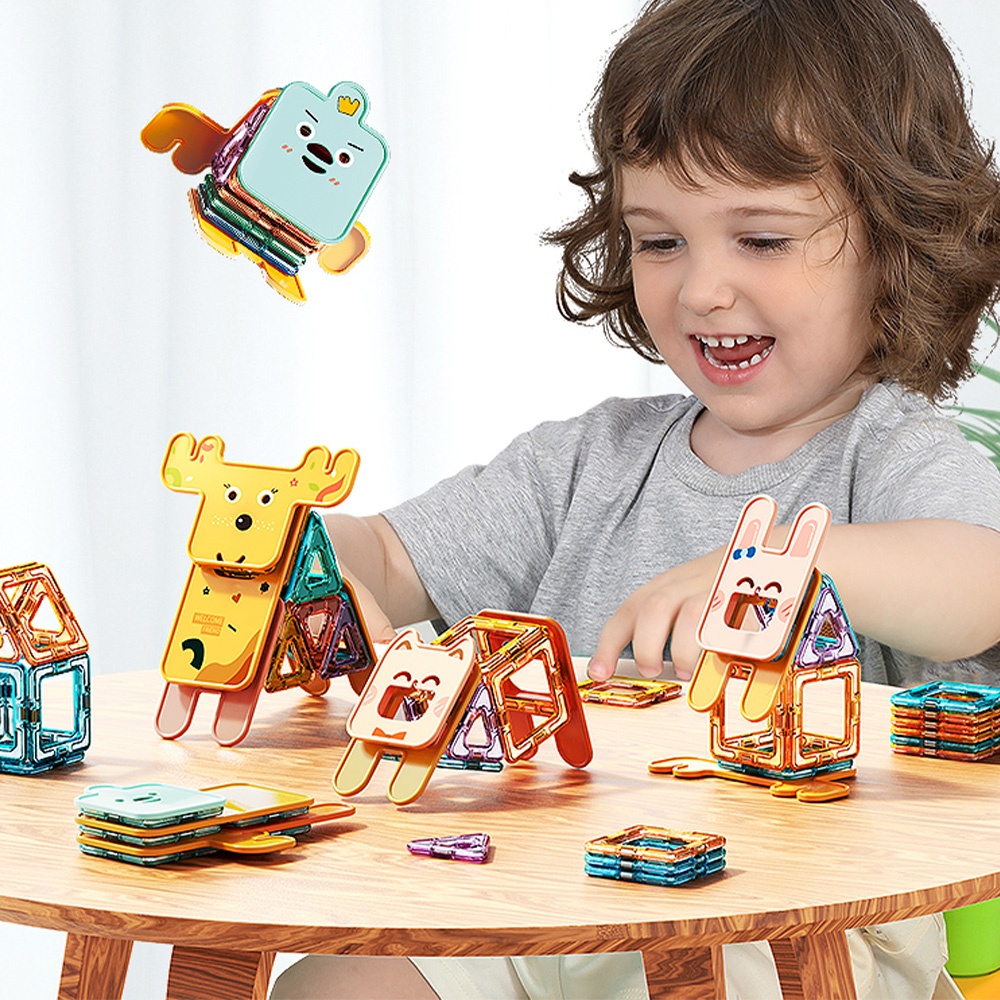 Feelo - Magnetic Tiles Activity Set - Animals - 50 Pieces-**
