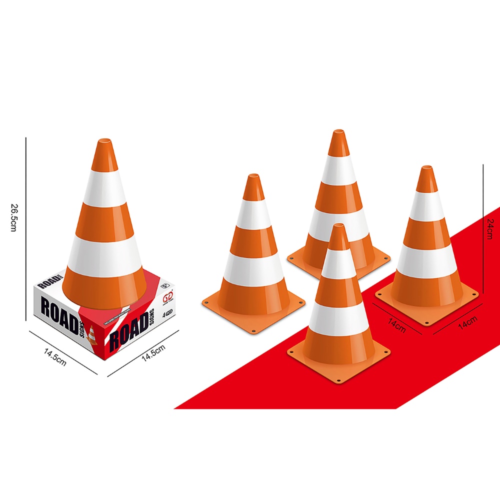 Pretend & Play Road Cones - Road Safety Role-Play Accessory - Set of 4 - Image 3