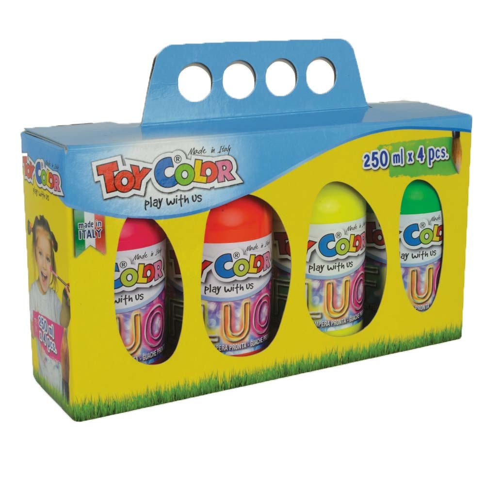 Toy Color - Superwashable Ready-Mix Tempera Paint for Kids - Fluorescent Shades - 4 x 250ml - Image 6
