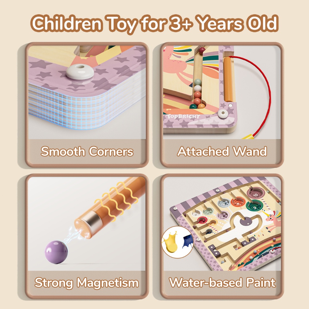 TopBright - Wooden Unicorn Magnetic Maze - Colour Sorting & Matching - Image 5