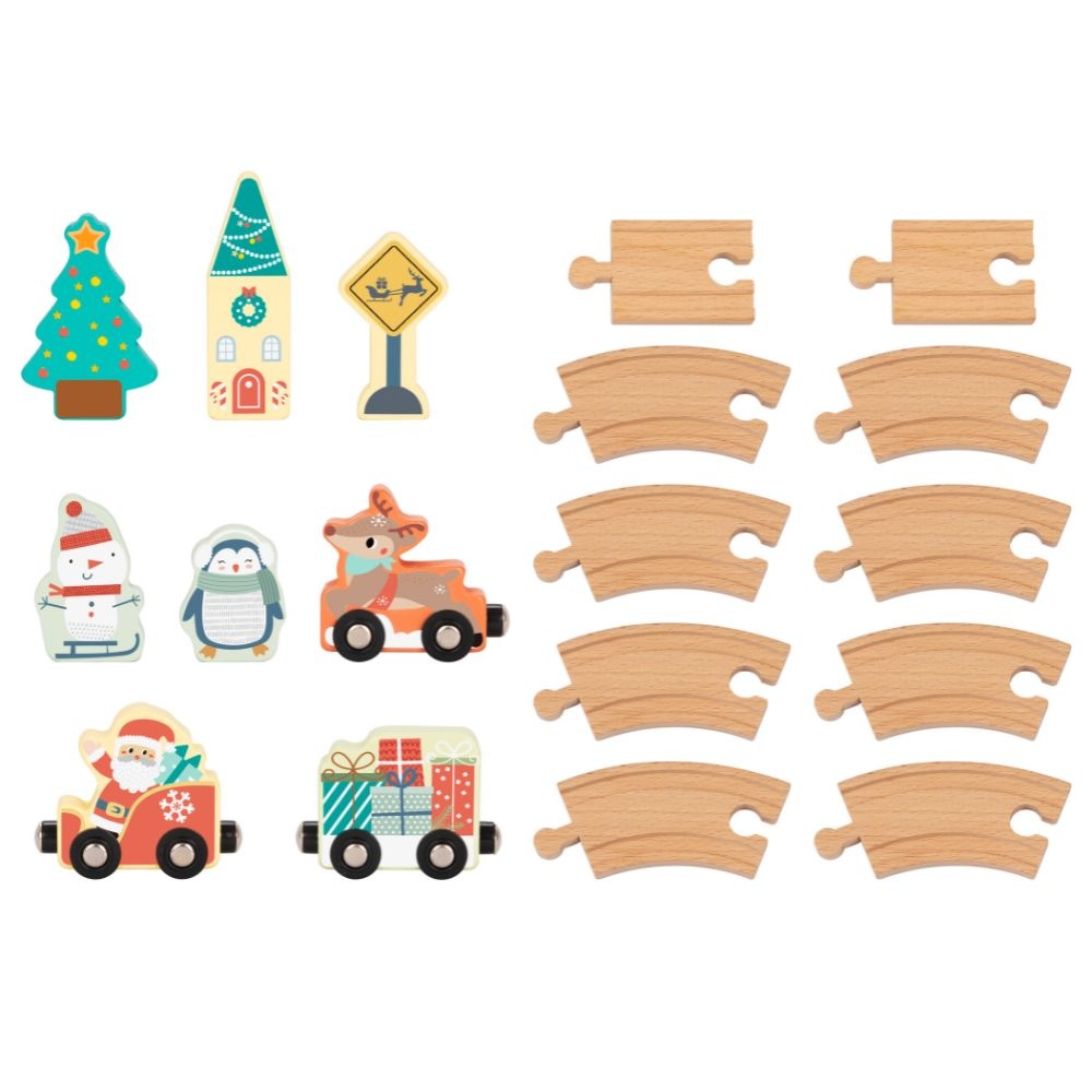 hi Pando - Wooden Christmas Train Set - 19pcs - Image 4